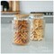 Glass Food Storage Containers with Vintage Diamond Pattern, Kitchen Containers - Coffee Pasta Sugar Tea Snack Cookie Jar with Airtight Lids - Set of 2 60 Ounce Round Large Glass Jar with Bamboo Lid